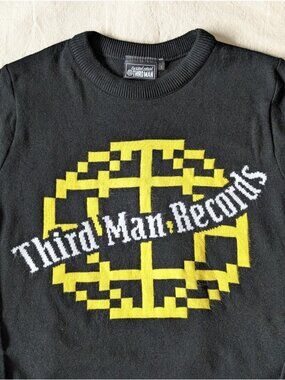 Third Man Records Globe Logo Black Knit Men's Sweater UK Made Music Jack White